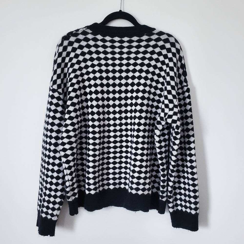 SOLD DAZY Checker Pattern Drop Shoulder Sweater - Picture 8 of 10